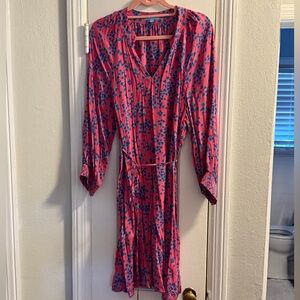 Draper James Pink and Blue Floral Long Sleeve Dress